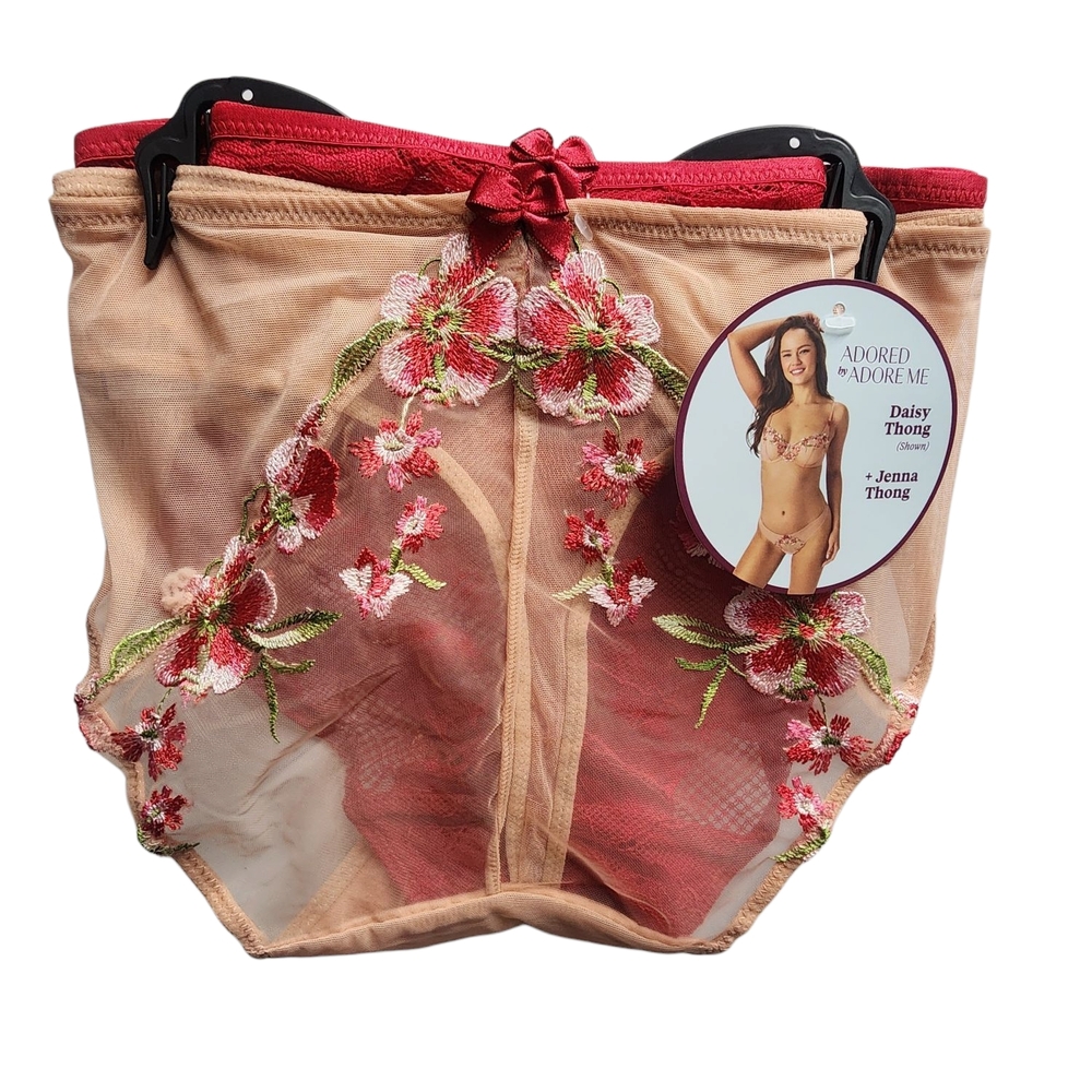 Adore Me Women's Red and Tan Daisy Thong 2 Pack